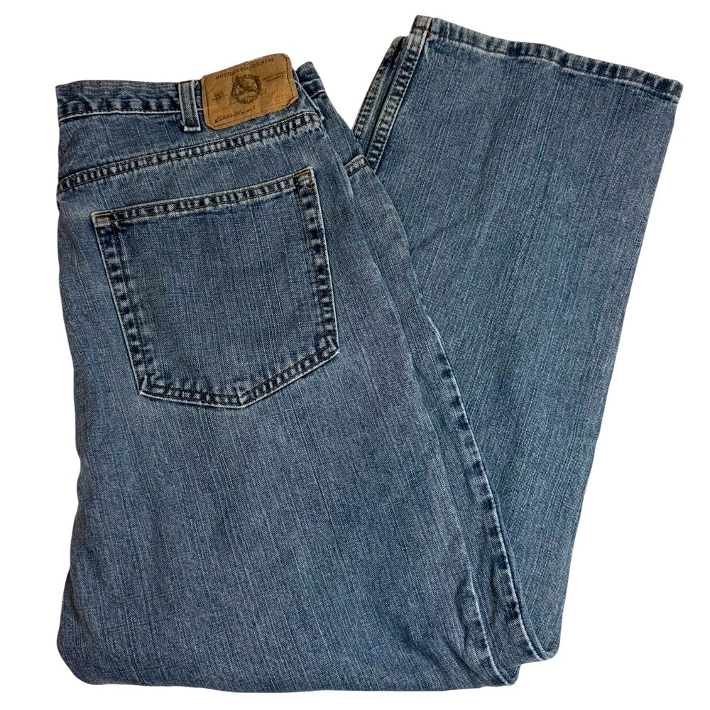 Eddie Bauer Jeans 36x30 Blue Original Fit Straight Leg Cotton Denim Med Wash